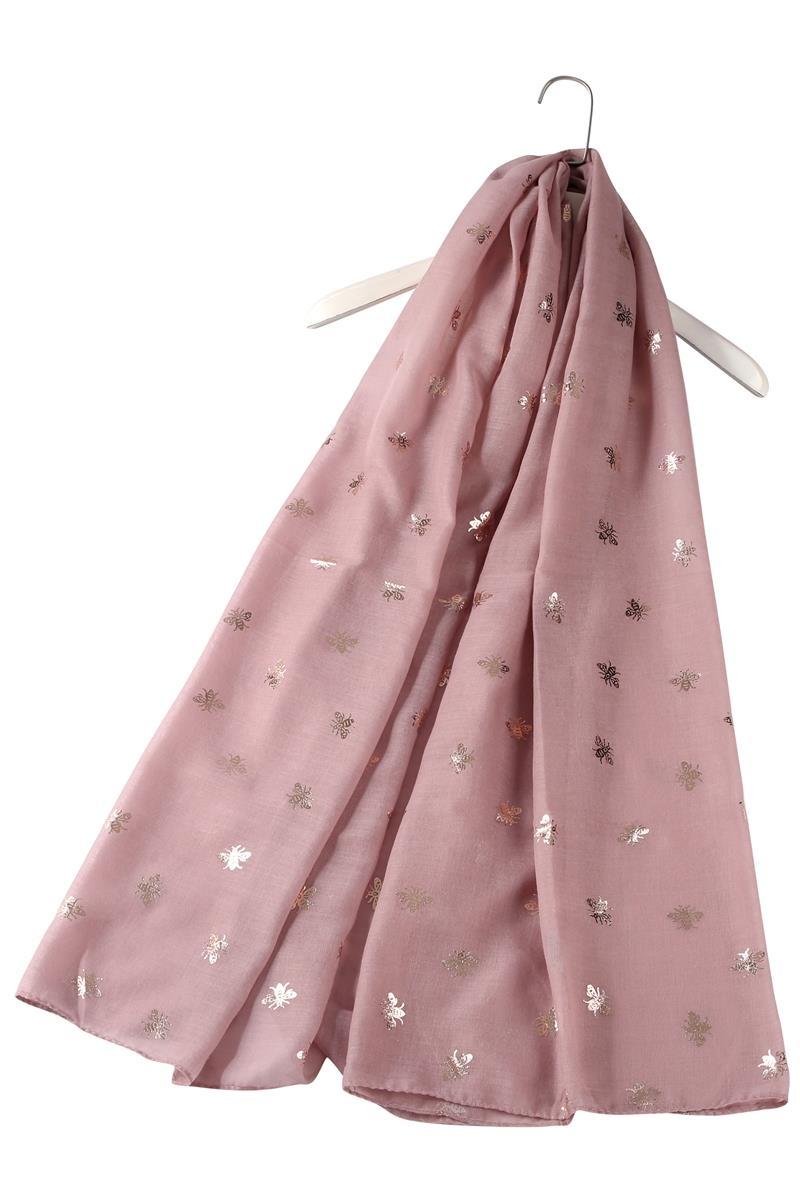 rose gold bee print scarf pink