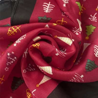 christmas tree print silk scarf