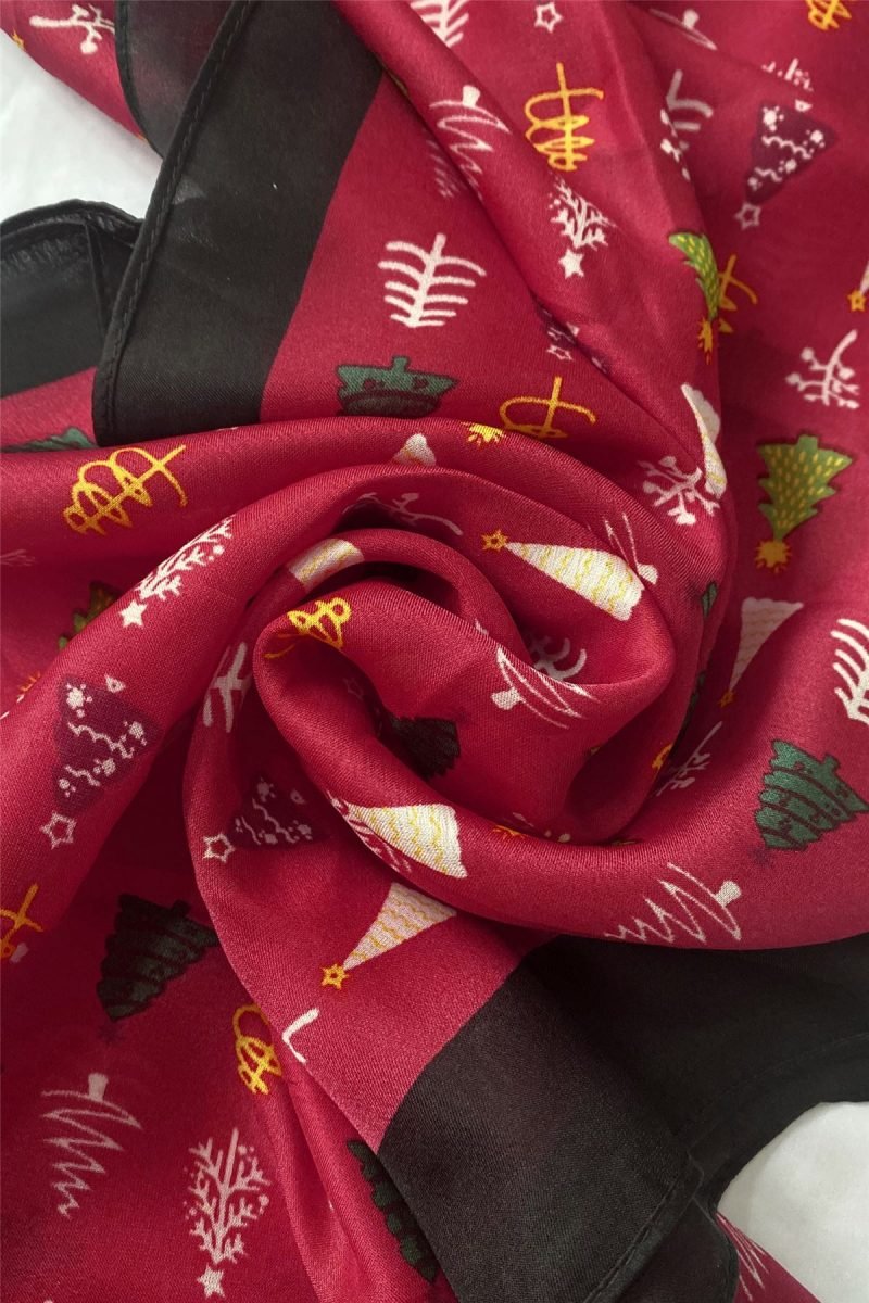 christmas tree print silk scarf