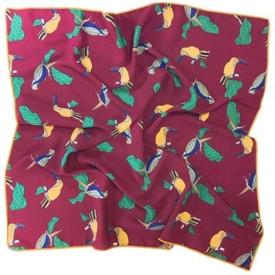 parrot square scarf burgundy