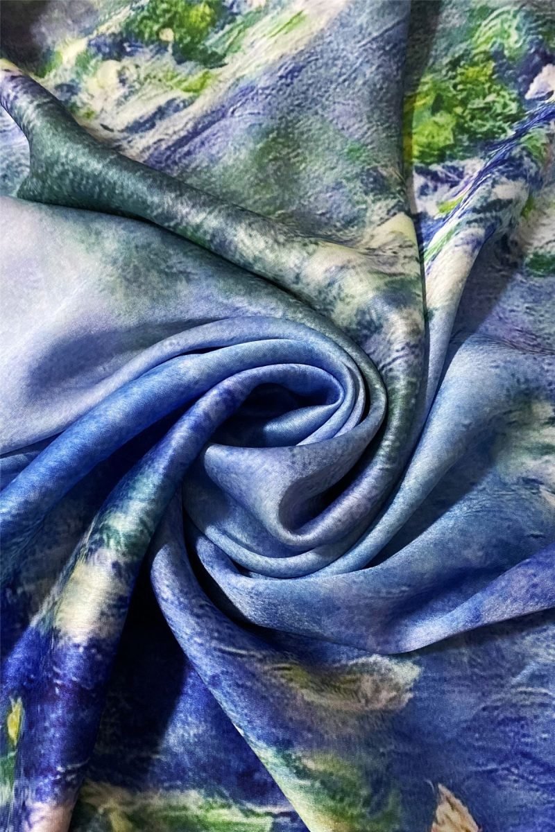 claude monet water lilly print scarf