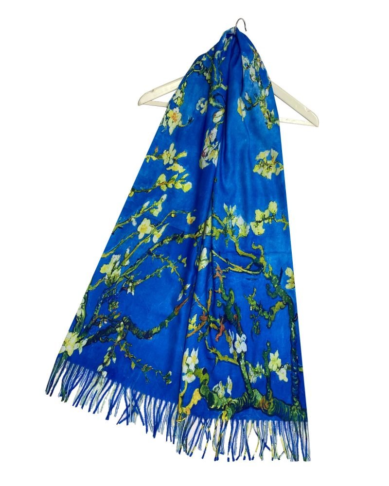 Van Gogh Almond Blossom Wool Tassel Scarf