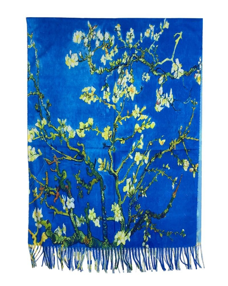 Van Gogh Almond Blossom Wool Tassel Scarf
