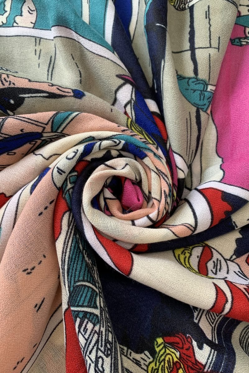 Roy Lichtenstein Style 60s Pop Art Print Scarf - Multi