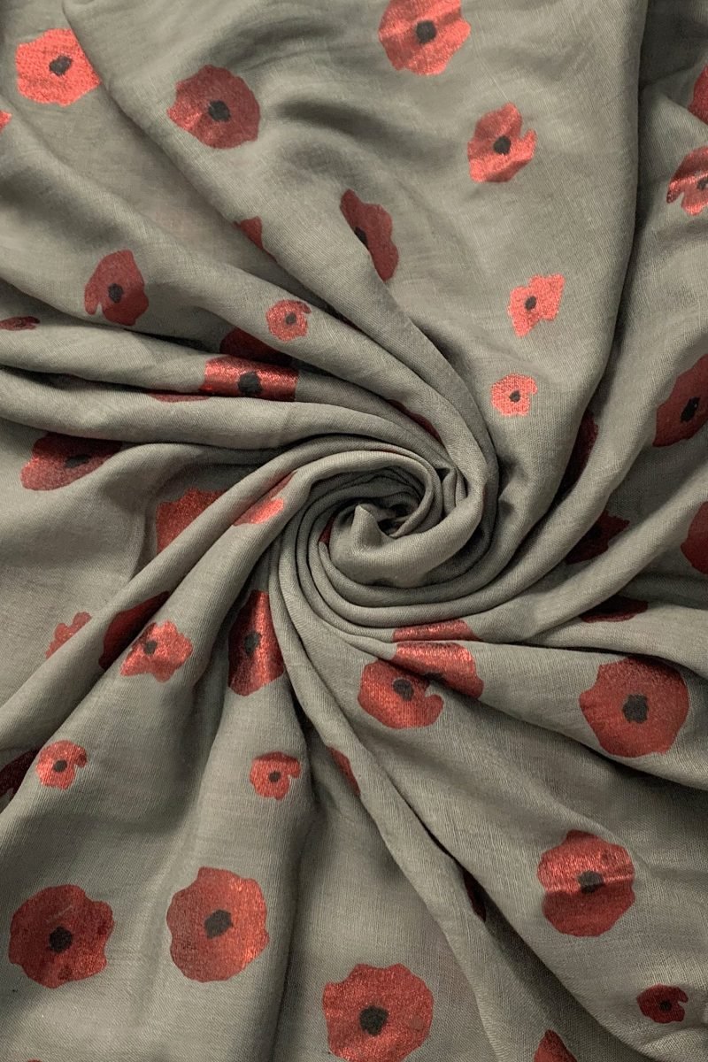 Foiled Poppy Print Scarf