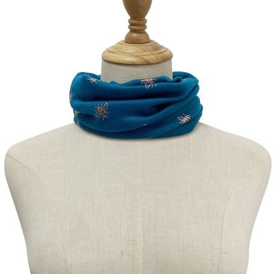 snood neck warmer gold bee teal