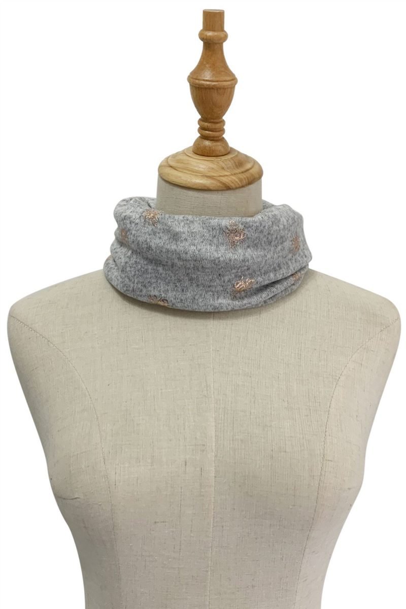 snood neck warmer gold bee grey