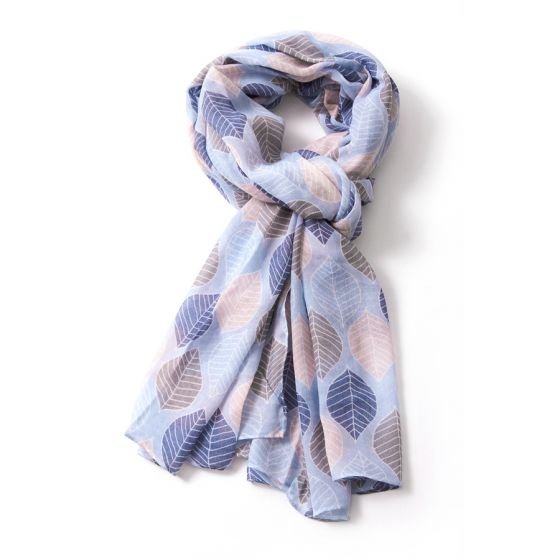 large leaves scarf blue