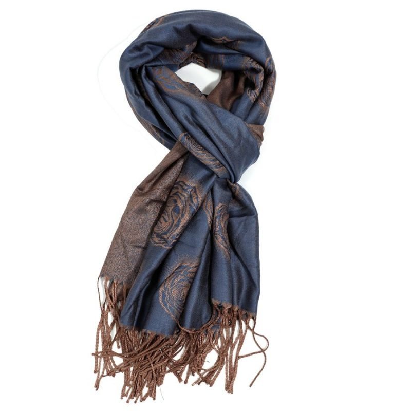 fine pashmina rose scarf blue