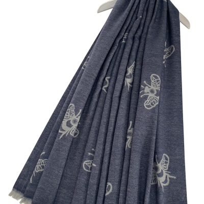Reversible soft wool bee print scarf