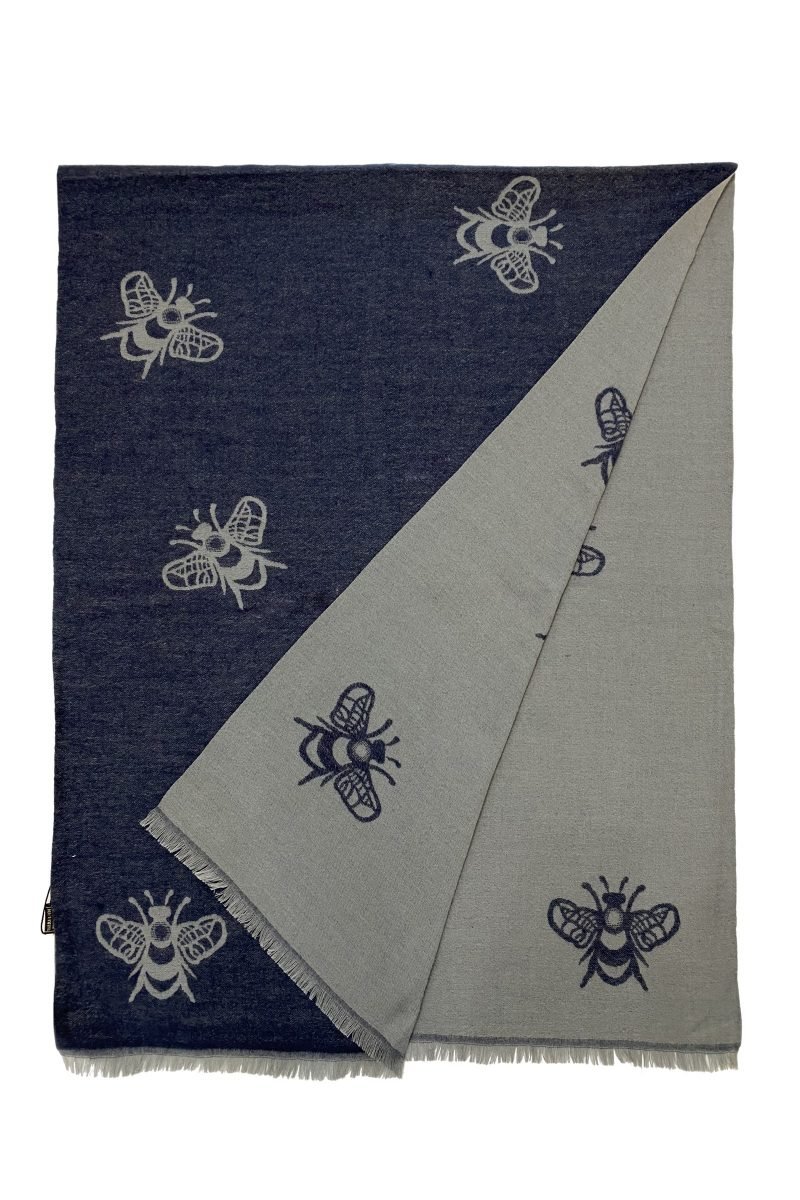 Reversible soft wool bee print scarf