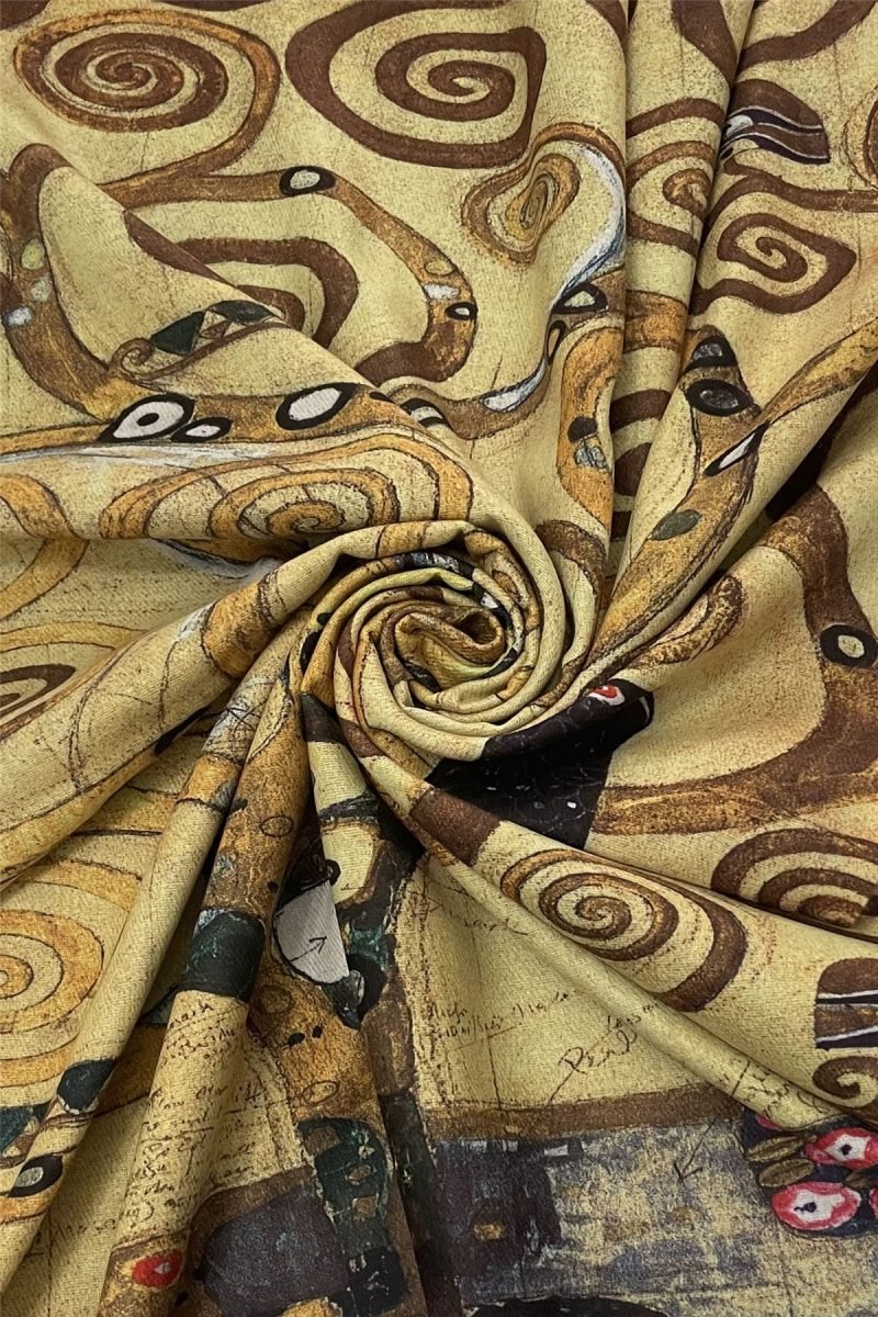 klimt tree of life wool tassel scarf