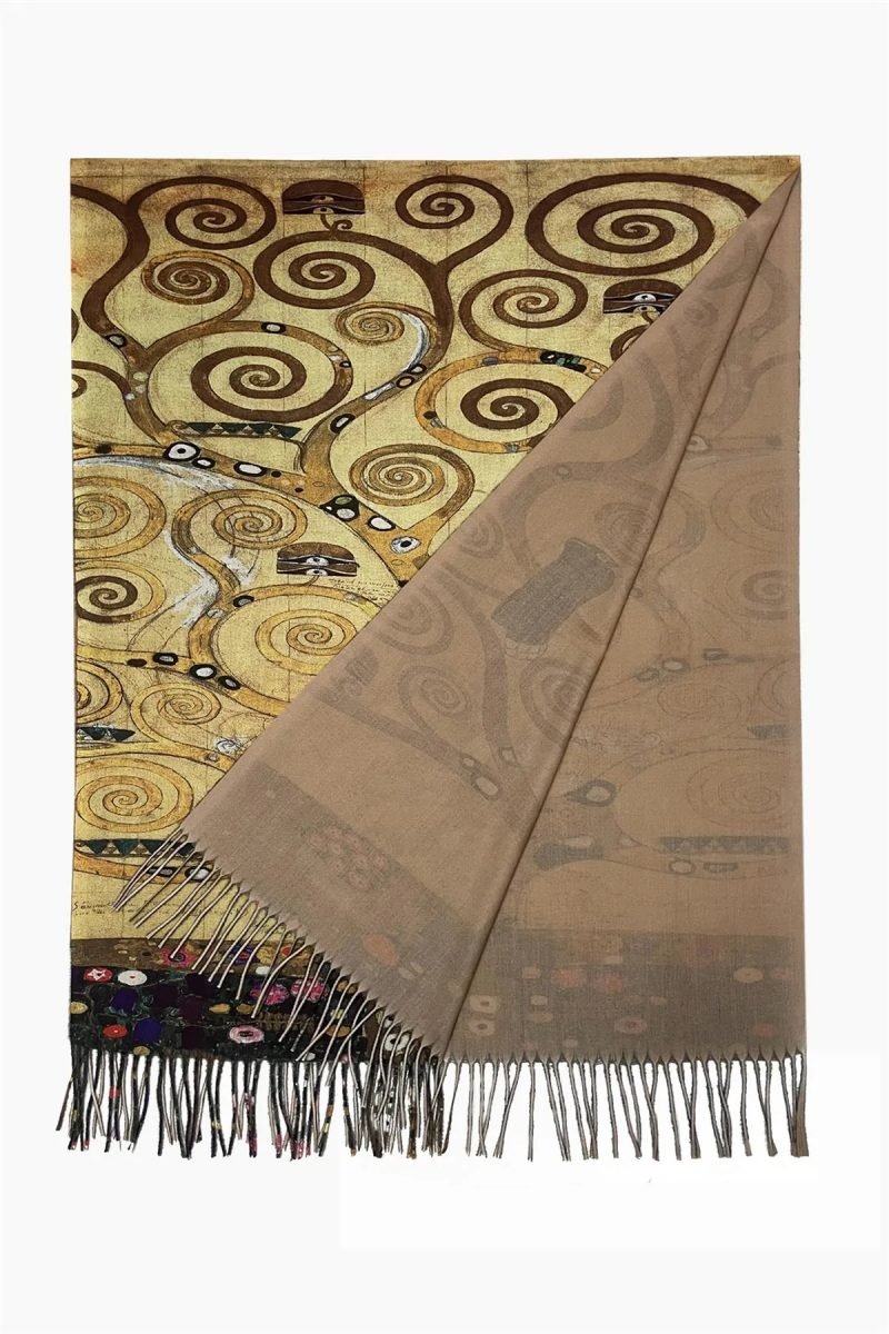 klimt tree of life wool tassel scarf