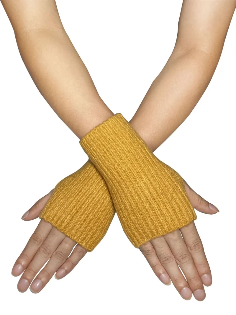 fingerless gloves mustard