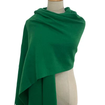 soft wool tassel blanket wrap scarf green