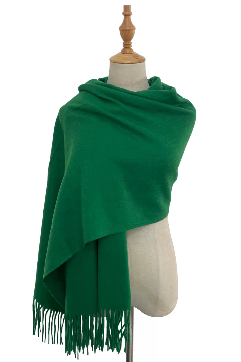 soft wool tassel blanket wrap scarf green