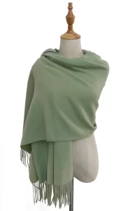 soft wool tassel blanket wrap scarf sage