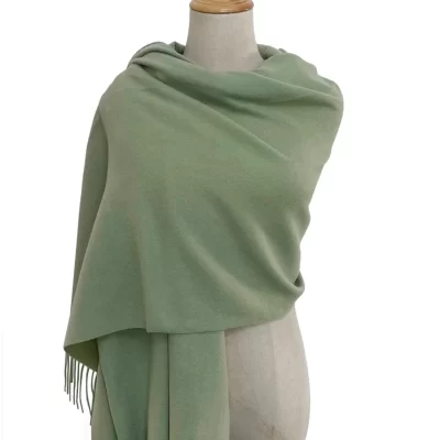 soft wool tassel blanket wrap scarf sage