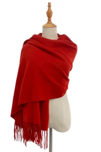 soft wool tassel blanket wrap scarf red