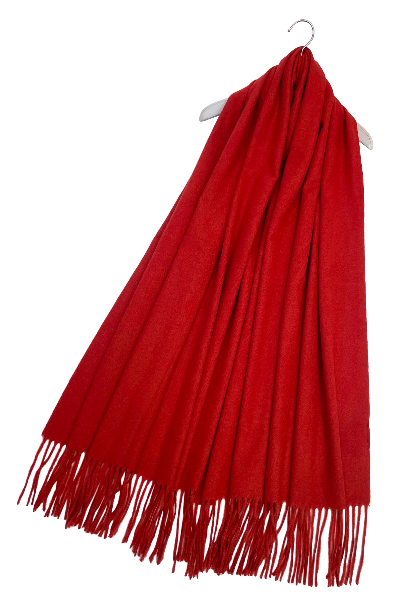 soft wool tassel blanket wrap scarf red