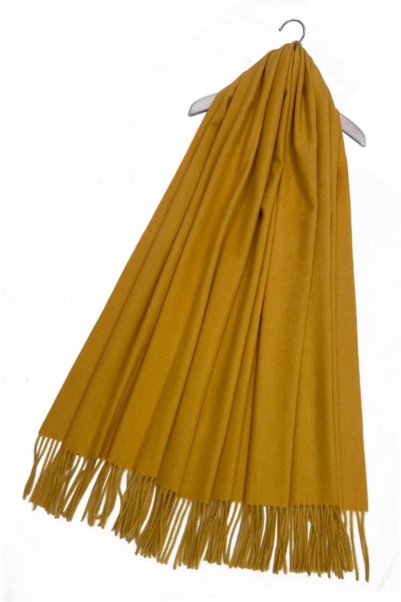 soft wool tassel blanket wrap scarf mustard