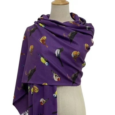 british wildlife birds tassel scarf