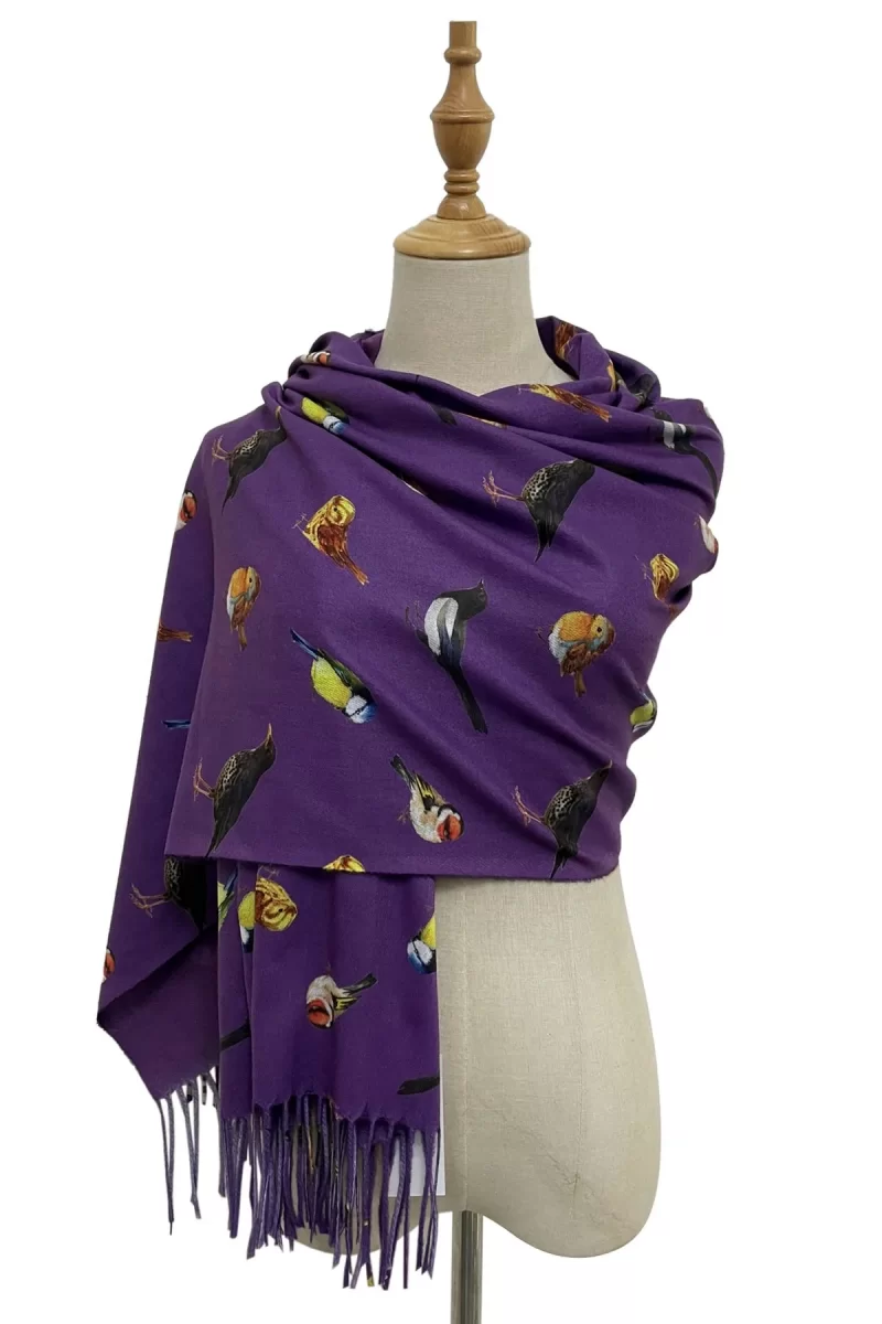 british wildlife birds tassel scarf