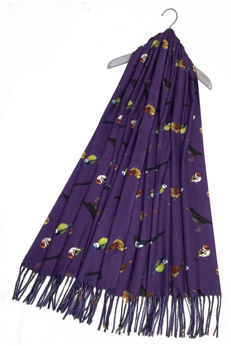 british wildlife birds tassel scarf