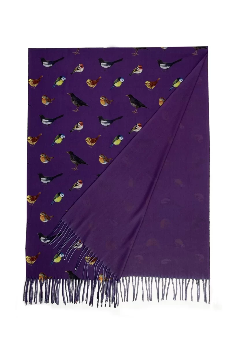 british wildlife birds tassel scarf