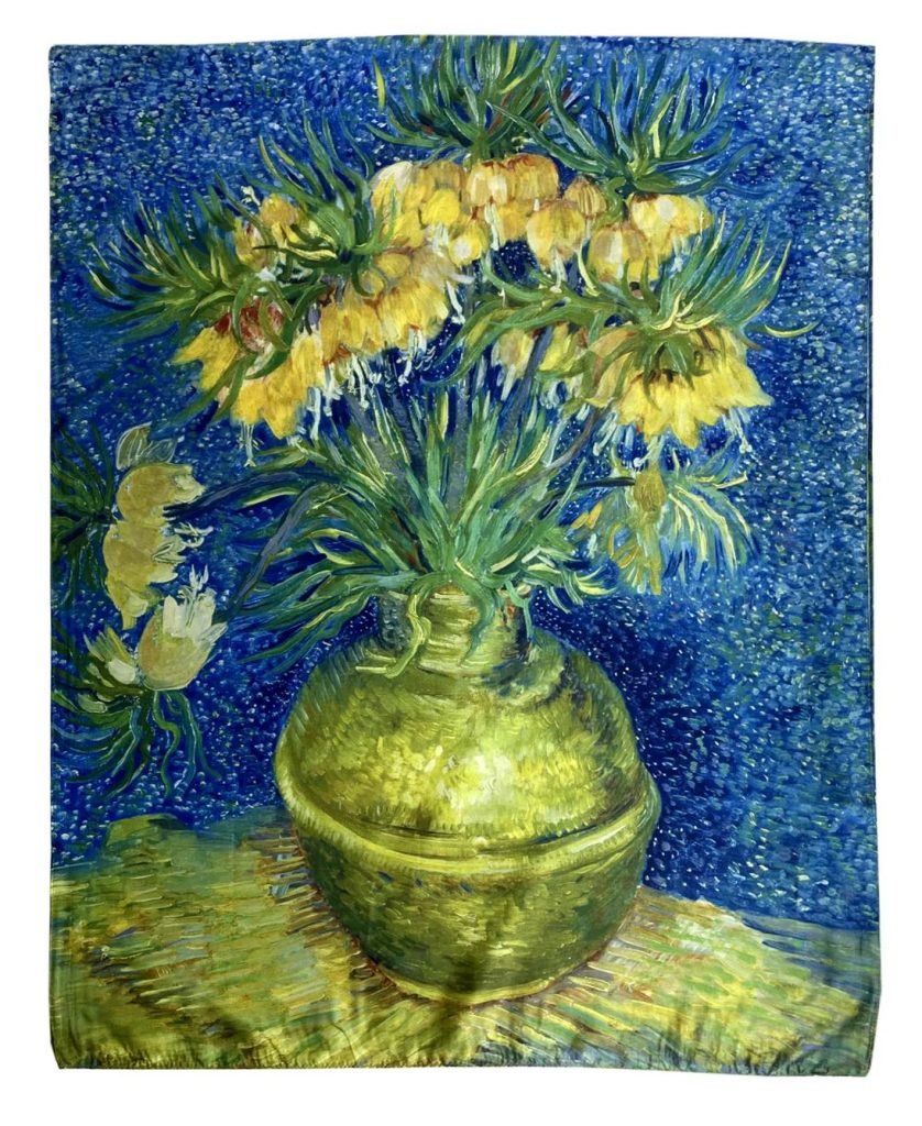 Van Gogh Imperial Fritillaries In A Copper Vase - Blue : Scarves Direct 