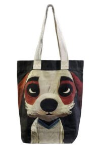 puppy dog eyes print cotton tote bag