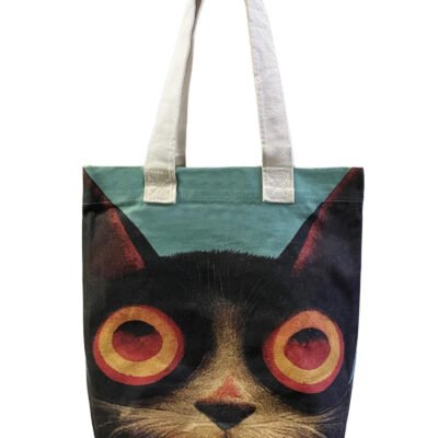 hypnotised cat eyes print cotton tote bag