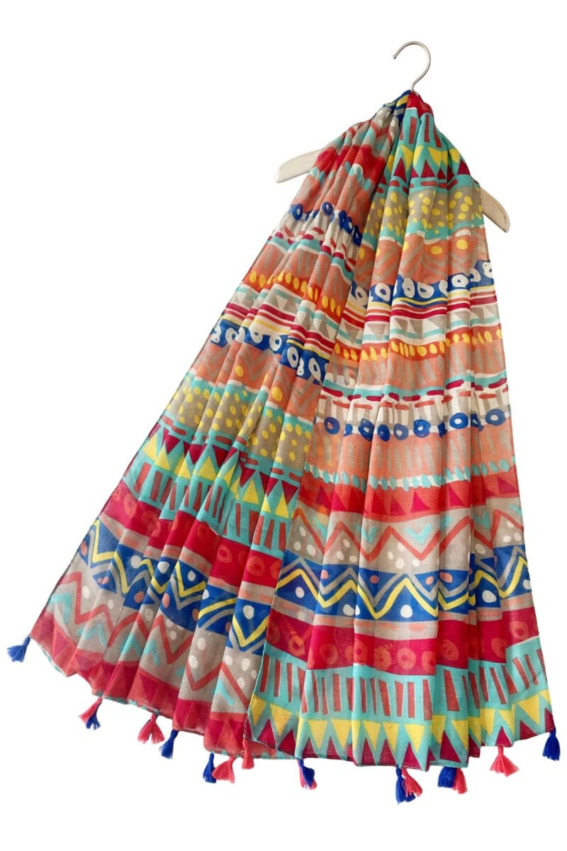 Fun Graphic Aztec Tassel Scarf