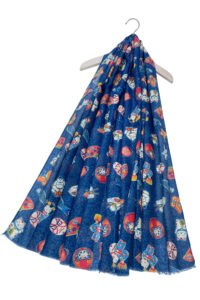 Japanese Mini Cartoon Print Frayed Scarf